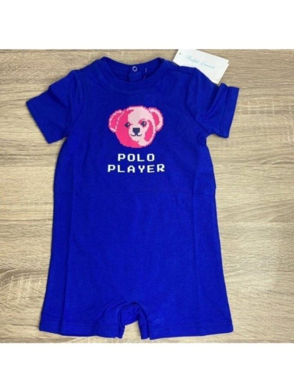 Ralph Lauren Polo Bear Royal Blue Onesie Bodysuit Size 9M NWT